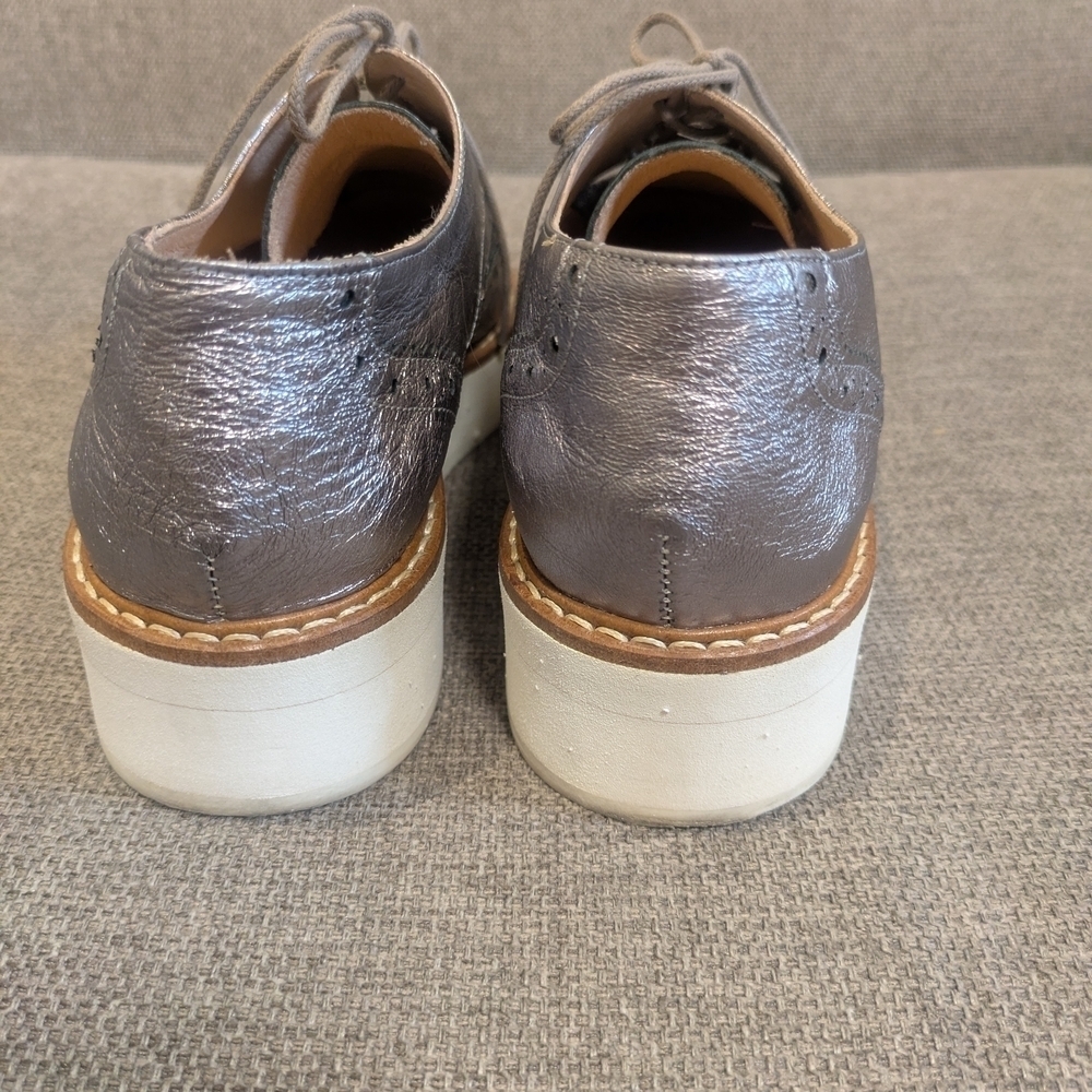 Jonak London Metallic Silver Platform Oxford Shoes Size EU 40 US 9.5 - Picture 4 of 8